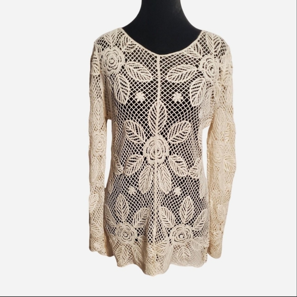 Forgotten Grace Open Knit Crochet top Size S Boho Fairy Grunge Festival Bohemian